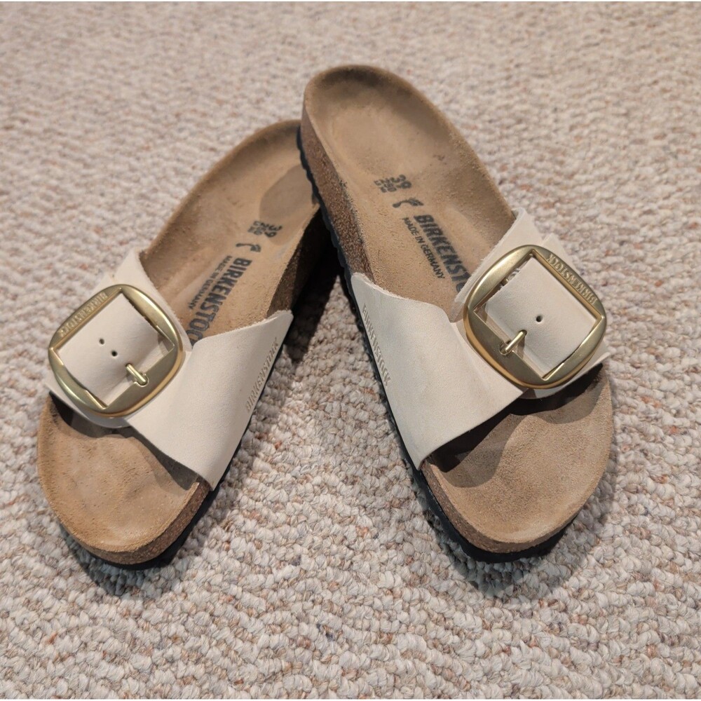 Birkenstock Madrid Big Buckle Sandals Womens 39 US 8-8.5 Beige Open Toe Slides